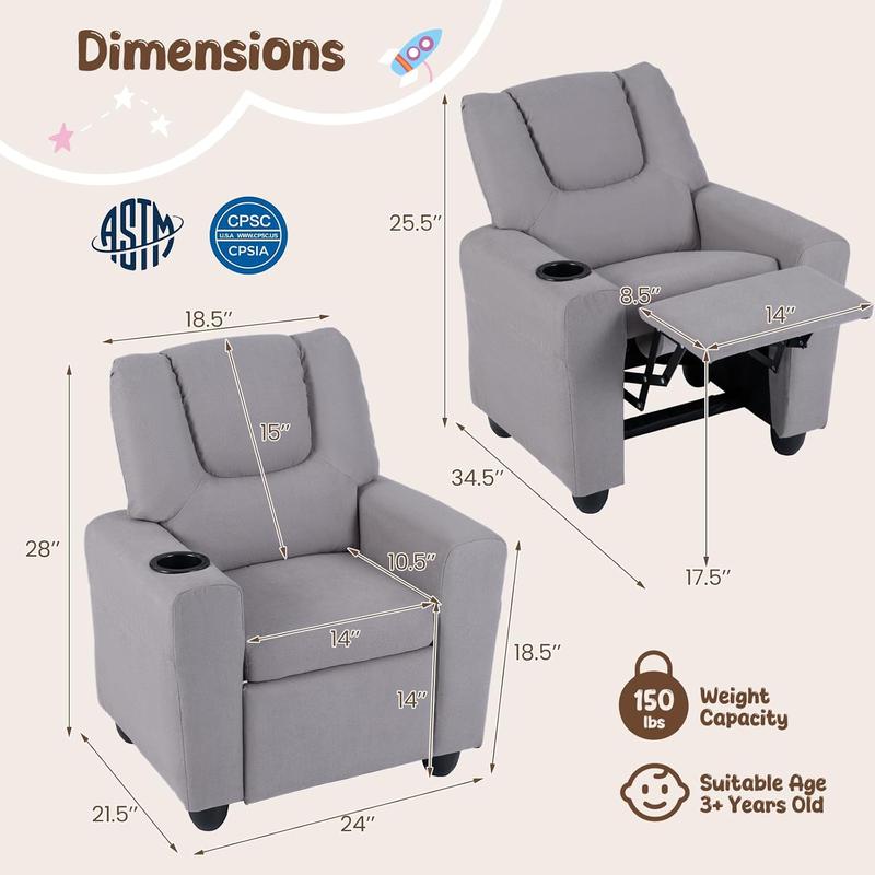 Kids Recliner Chair with Footrest