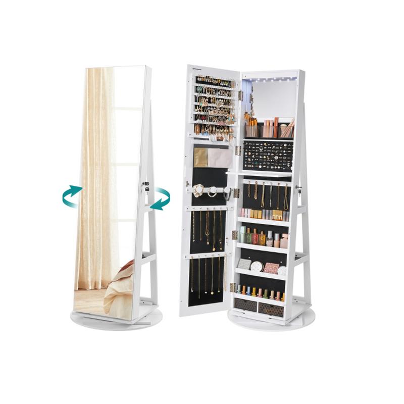 LED Jewelry Mirror Cabinet, Lockable, Full-Length