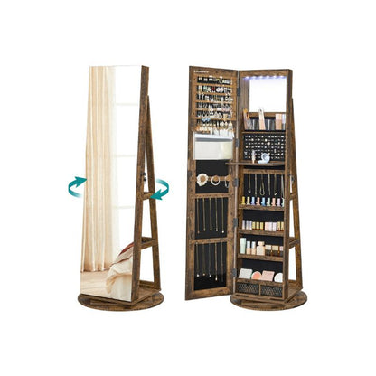 LED Jewelry Mirror Cabinet, Lockable, Full-Length