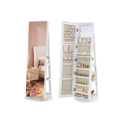 LED Jewelry Mirror Cabinet, Lockable, Full-Length