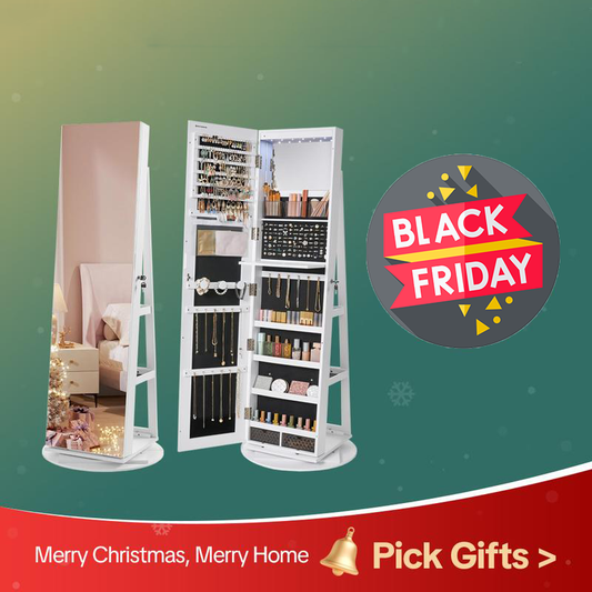 LED Jewelry Mirror Cabinet, Lockable, Full-Length