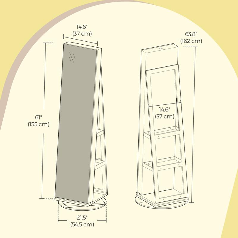 LED Jewelry Mirror Cabinet, Lockable, Full-Length