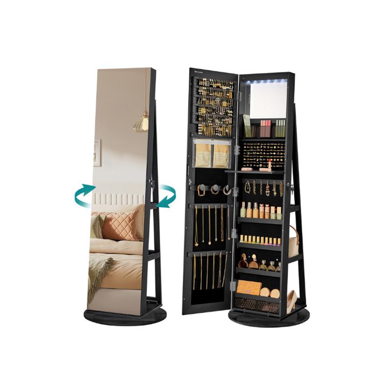 LED Jewelry Mirror Cabinet, Lockable, Full-Length