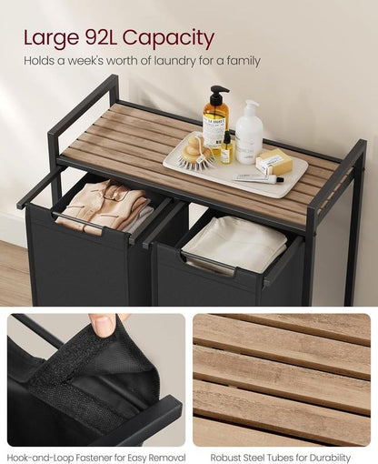 Laundry Basket with Storage, Removable Bags