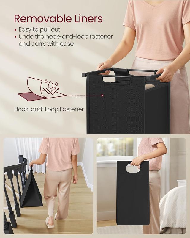 Laundry Basket with Storage, Removable Bags