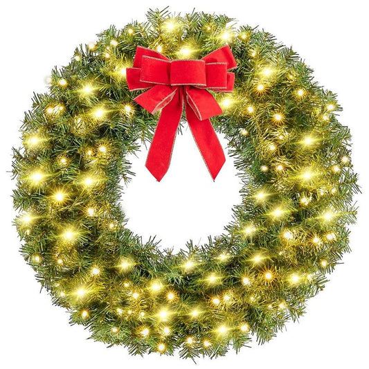 Pre-lit Artificial Christmas Wreath with LED
